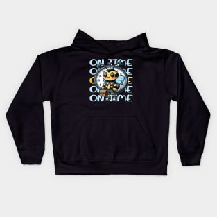 On Time Every Time, Punctual Bee with Stopwatch Kids Hoodie